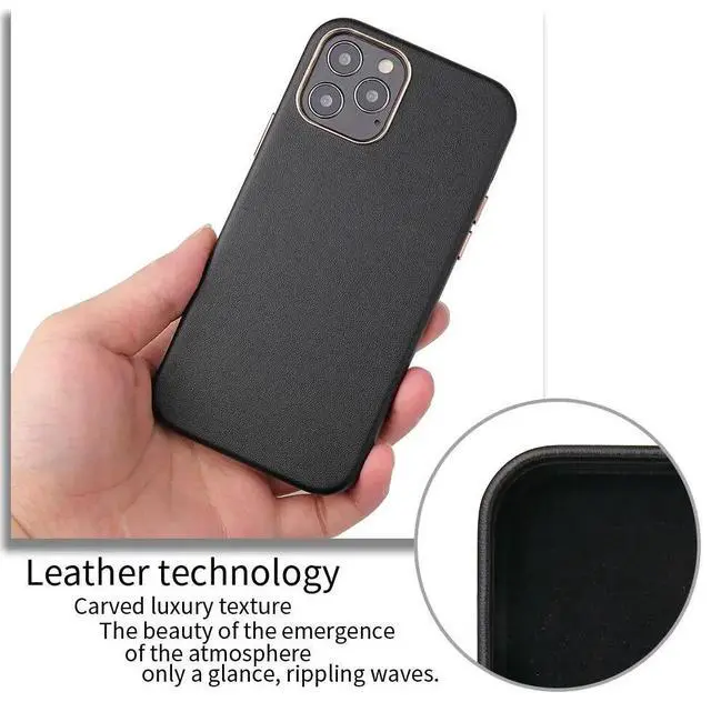 Alt view image 5 of 6 - For iPhone 12 Pro Case Genuine Leather Luxury Phone Case For iPhone 12 Pro Max 12 Mini Cover Metal Buttons Real Leather