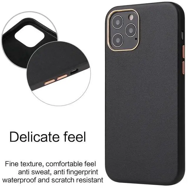 Alt view image 4 of 6 - For iPhone 12 Pro Case Genuine Leather Luxury Phone Case For iPhone 12 Pro Max 12 Mini Cover Metal Buttons Real Leather