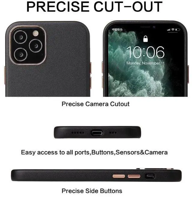 Alt view image 3 of 6 - For iPhone 12 Pro Case Genuine Leather Luxury Phone Case For iPhone 12 Pro Max 12 Mini Cover Metal Buttons Real Leather
