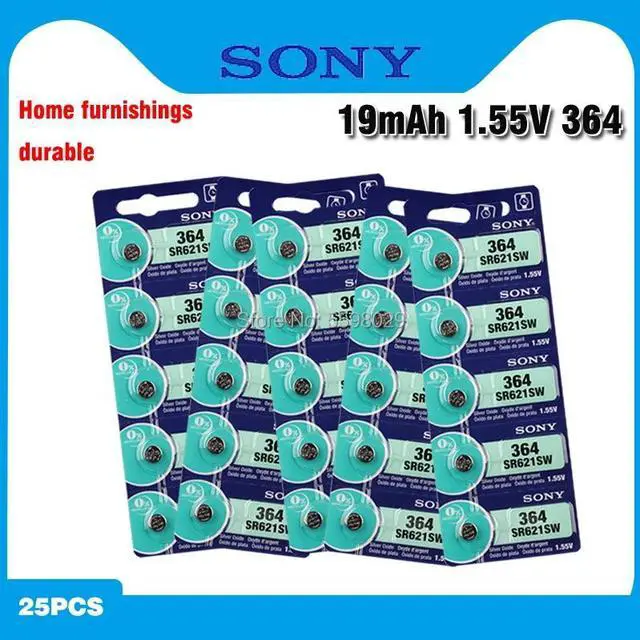 Main image of 25Pcs/Lot SONY LONG LASTING AG1 364 LR621 164 531 SR60 SR621SW 1.55V Watch Battery Button Coin Cell Brand