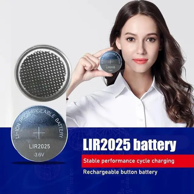 Alt view image 2 of 6 - 5PCS Rechargeable Battery LIR2025 3.6V Lithium Button Built-in Coin Cell Batteries Watch Cells LIR 2025 Replaces CR2025