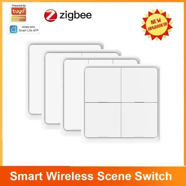Main image of Tuya ZigBee 4 Gang Wireless 12 Scene Switch Push Button Controller Battery Powered Automation Switch Smart Home Switch