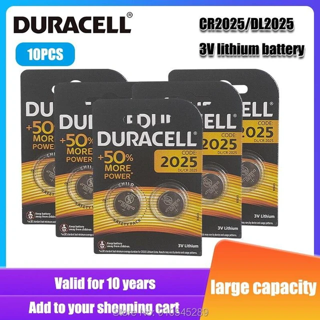 Main image of 10PCS Duracell CR2025 DL2025 DLCR 2025 3V Lithium Batteries For Watch Toys Calculator Weight Scale Button Cell Battery