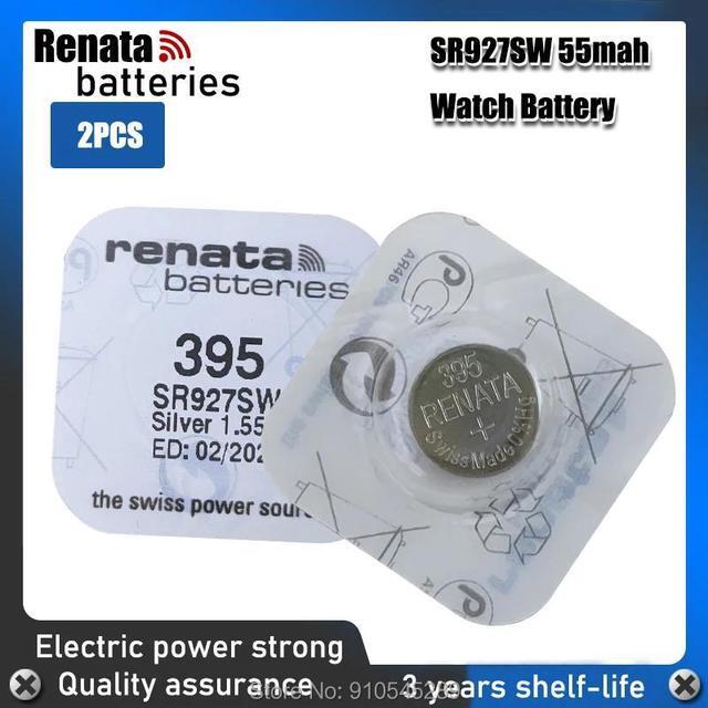 Main image of 2PCS Renata Watch Battery 1.55V 395 SR927SW LR57 LR927 AG7 Silver oxide Button Coin Cell Batteries MADE IN Swiss