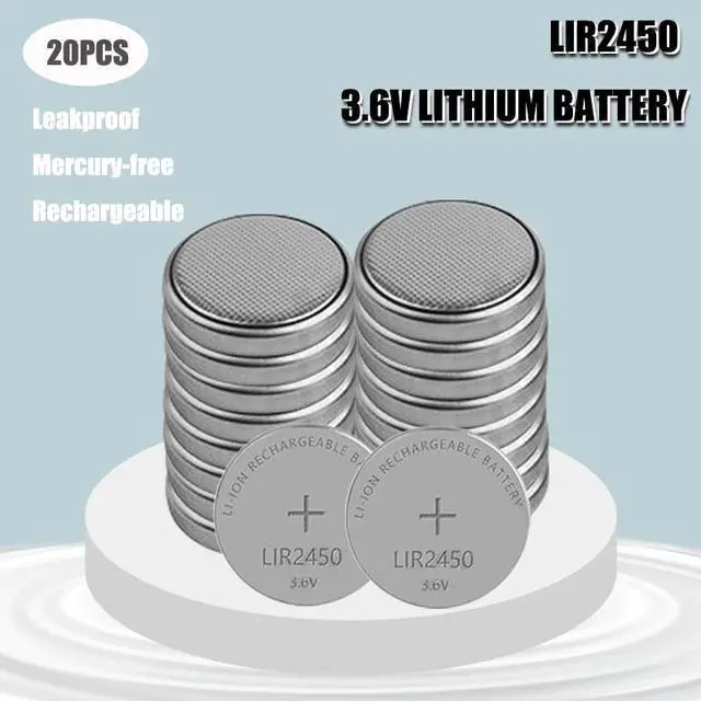 Main image of 20Pcs/Lot 3.6V LIR2450 Rechargeable Batteries 120mAh 500 Times Lithium Coin Cell Button Battery Replaced CR2450 High Quality