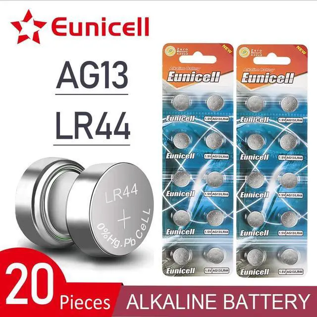 Main image of EUNICELL 20pcs 2020  155mAh 1.5V AG13 LR44 Watch Clock Toys Button Batteries Pilas GP76 L1154 LR1154 SR1154 SR44 SR44SW SR44W