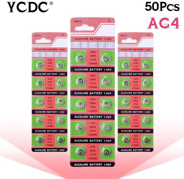 Main image of 50PCS Watch Coin Battery AG4 377A 377 LR626 SR626SW SR66 LR66 Button Cell Batteries Toys Remote Camera