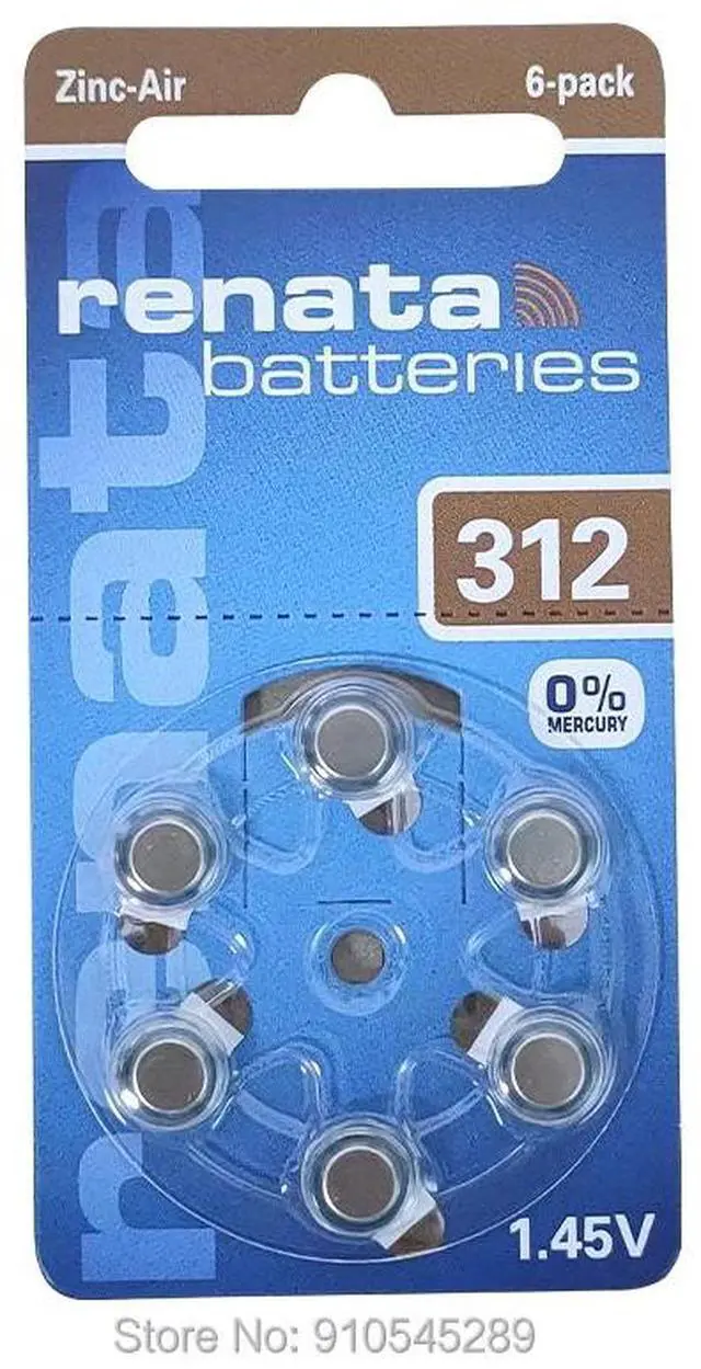 Alt view image 6 of 6 - 1pack(6PCS) RENATA 312 P312 PR41 1.45V Advanced Hearing Aid Batteries CIC Ear Care Button Cell Battery