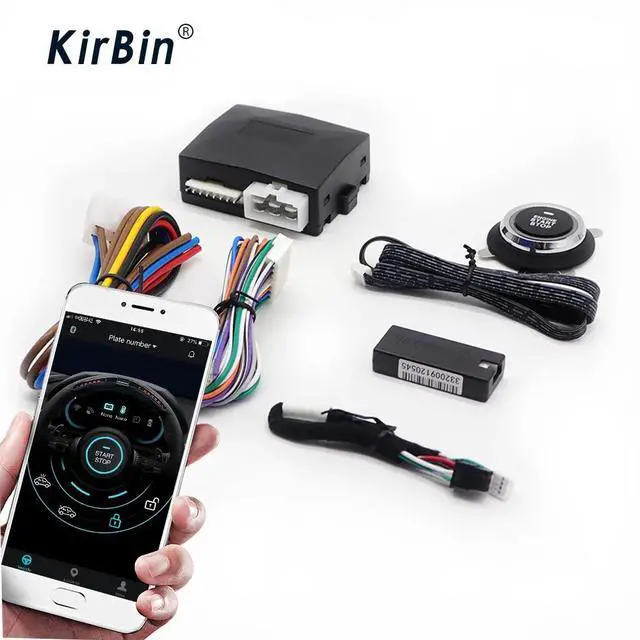 Main image of Kirbin Car Alarm With Autostart,Using Mobile App To Start The Engine Remotely,Engine Start With One Start Stop Button