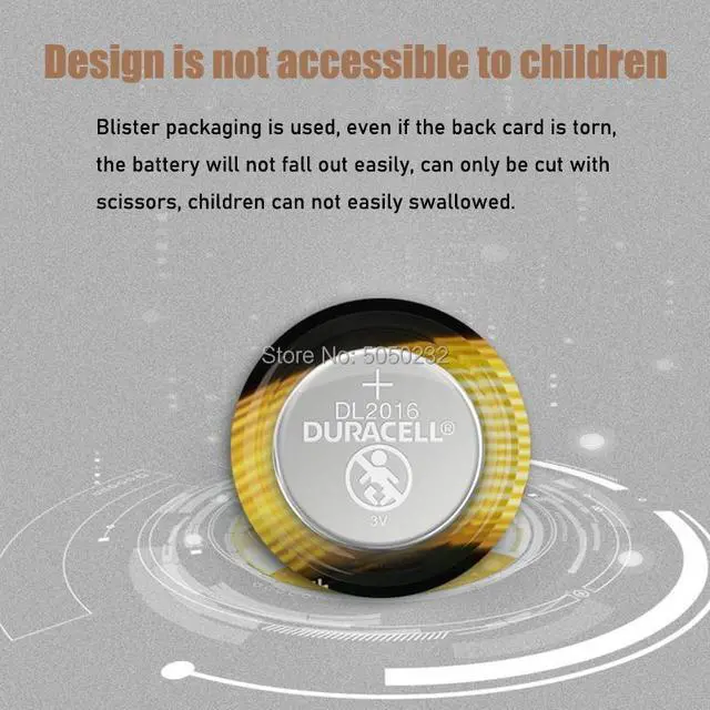 Alt view image 5 of 6 - 12PCS for DURACELL CR2016 Button Cell Battery 3V Lithium Batteries for Watch Toy Computer Calculator Control DLCR 2016