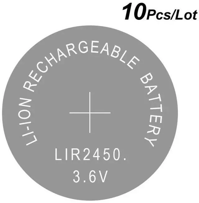 Main image of Lithium Button Cell Li-ion Rechargeable Battery LIR2450 3.6V 10 PCS - 2450 Replaces CR2450