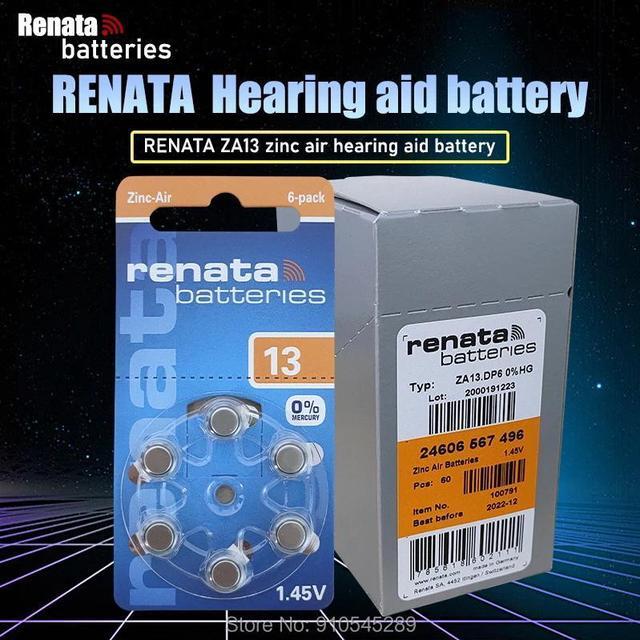 Alt view image 2 of 6 - 30pcs/5pack RENATA A13 13A ZA13 13 1.45V Advanced Button Cell Battery Hearing Aid Batteries