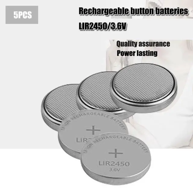 Main image of 5PCS 3.6V LIR2450 2450 Rechargeable Button Battery Button Battery Replaces CR2450