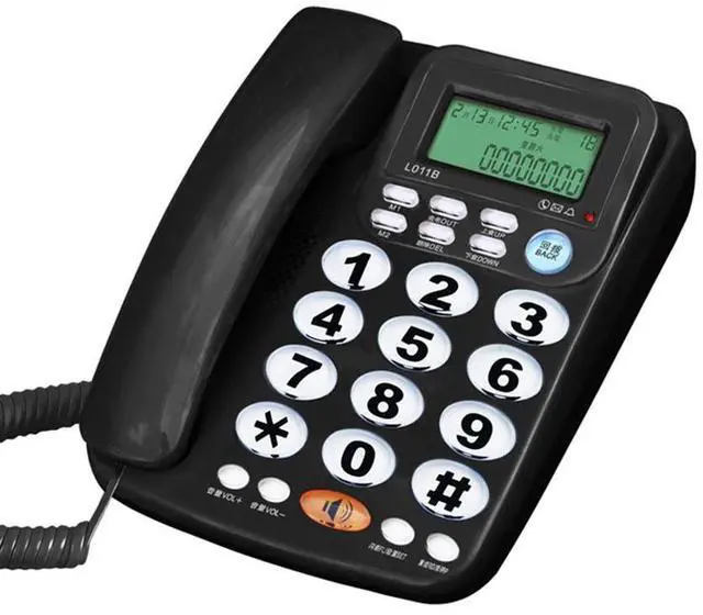 Main image of Desktop Corded Phone with Caller ID, DTMF/FSK System, Adjustable LCD Brightness & Volume, Large Buttons, for Seniors Home