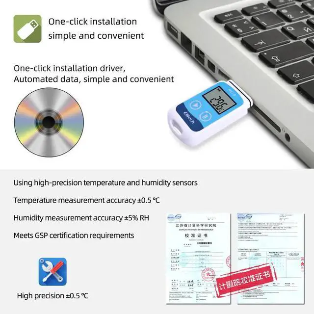 Alt view image 5 of 6 - RC-5 High-precision Digital USB Temperature Data Logger for Warehouse Storage, Refrigerated Transport, Laboratory, Etc
