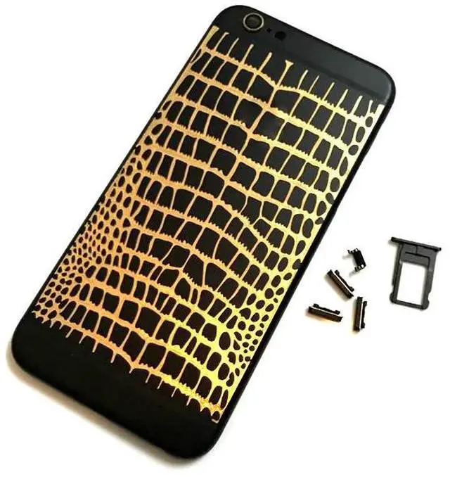 Alt view image 5 of 6 - Replacement Black Luxurious Housing for iphone 6 Back Cover Chassis Middle Frame Battery Door Black with Card Tray and Buttons