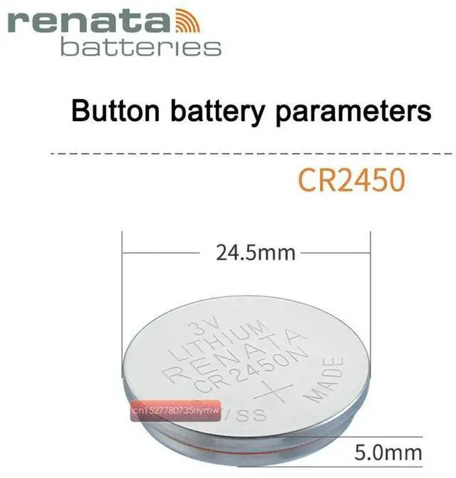 Alt view image 3 of 5 - 3pc  Renata CR2450 CR 2450 3V Lithium Button Cell Battery Coin Batteries For Watches,clocks,hearing aids