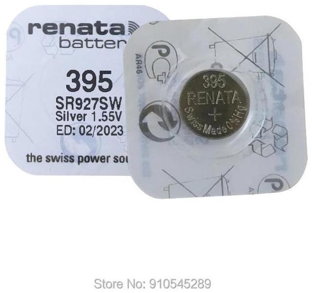 Alt view image 6 of 6 - 2PCS Renata Watch Battery 1.55V 395 SR927SW LR57 LR927 AG7 Silver oxide Button Coin Cell Batteries MADE IN Swiss