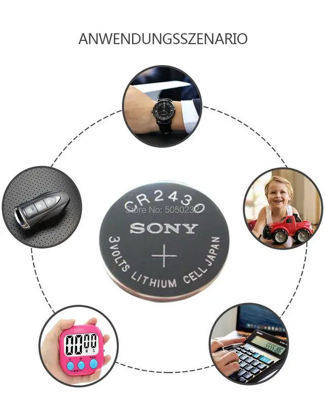 Alt view image 6 of 6 - 5pcs Sony Wholesale CR2430 DL2430 2430 3V Button Battery For Watch Toy Headphone