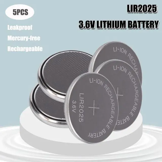 Main image of 5PCS Rechargeable Battery LIR2025 3.6V Lithium Button Built-in Coin Cell Batteries Watch Cells LIR 2025 Replaces CR2025