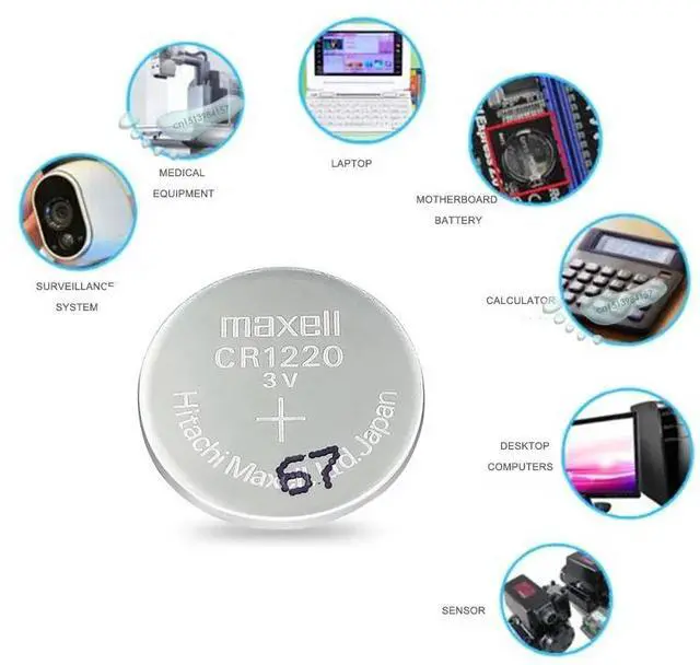 Alt view image 2 of 5 - 20pc Maxell CR1220 Button Cell Battery For Watch Car Remote Key cr 1220 ECR1220 GPCR1220 3v Lithium Battery