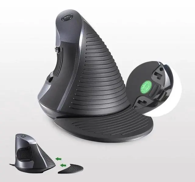 Alt view image 2 of 6 - Delux M618 BU Ergonomic Vertical Mouse 6 Buttons 800/1200/1600 DPI Optical Right Hand Mice with Wrist mat For PC Laptop