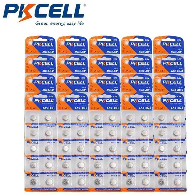 Main image of 200Pcs 1.5V Button Coin Cell AG3 LR41 192 Alkaline Button Coin Battery For Calculators Cameras Watches Games PKCELL