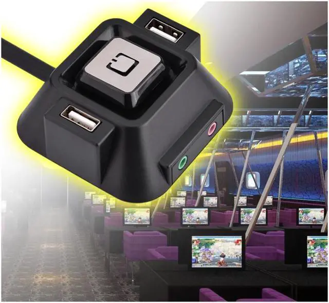 Alt view image 5 of 6 - Desktop Power Switch 1.2m Computer PC Power Supply on/off Reset Button Switch Extender Cable With Dual USB Port Dual Audio Plug