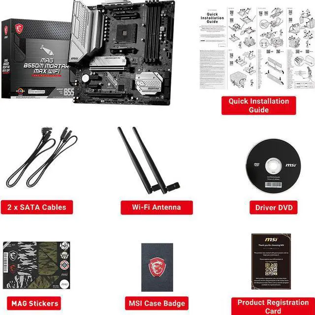 Alt view image 5 of 12 - MSI MAG B550M MORTAR MAX WIFI Micro ATX Motherboard, MSI AM4 AMD Motherboard, AMD B550 SATA 6Gb/s  PCIe 4.0  DDR4 Wi-Fi 6E,  Micro ATX AMD Motherboard