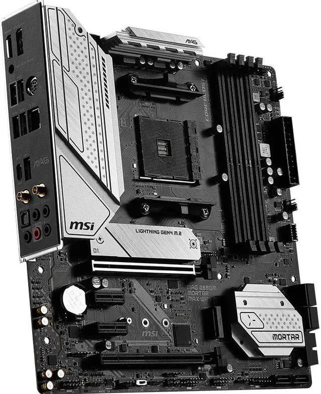 Alt view image 4 of 12 - MSI MAG B550M MORTAR MAX WIFI Micro ATX Motherboard, MSI AM4 AMD Motherboard, AMD B550 SATA 6Gb/s  PCIe 4.0  DDR4 Wi-Fi 6E,  Micro ATX AMD Motherboard