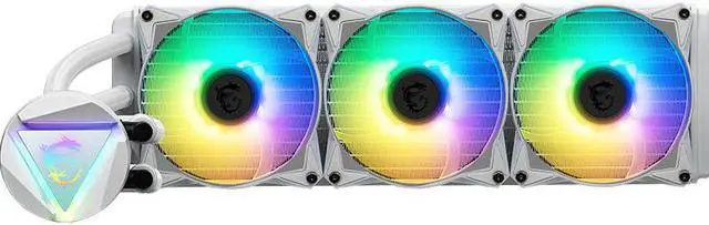 Alt view image 4 of 5 - MSI MAG CORELIQUID 360R V2 White Limite Edition, ARGB all-in-one CPU Liquid Cooler (AIO): Rotatable Blockhead Design, 360mm Radiator, Triple 120mm ARGB PWM Fans LGA 1700 Compatible,White Water Cooling