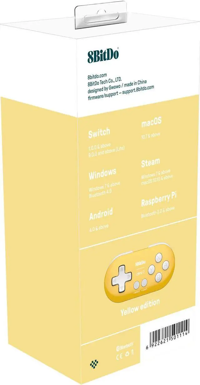 Alt view image 5 of 5 - 8Bitdo Zero 2 Bluetooth Gamepad Keychain Sized Mini Controller for Switch, Windows, Android, macOS & Raspberry Pi(Yellow Edition)