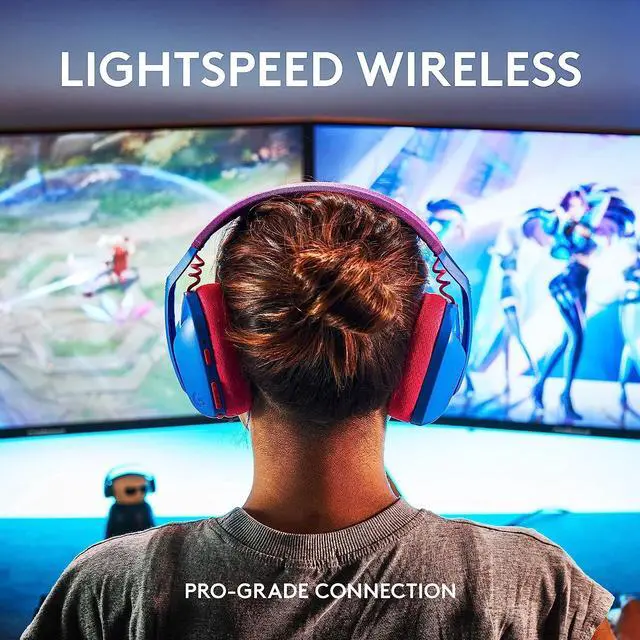 Alt view image 2 of 3 - Logitech G435 LIGHTSPEED and Bluetooth Wireless Gaming Headset - Lightweight over-ear headphones, built-in mics, 18h battery, compatible with Dolby Atmos, PC, PS4, PS5, Nintendo Switch, Mobile - Blue