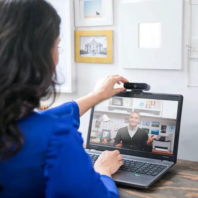 Alt view image 3 of 3 - Logitech Brio 4K Webcam, Ultra 4K HD Video Calling, Noise-Canceling mic, HD Auto Light Correction, Wide Field of View, Works with Microsoft Teams, Zoom, Google Voice, PC/Mac/Laptop/Macboo (960-001105)