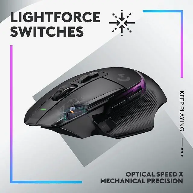 Alt view image 2 of 6 - Logitech G502 X PLUS LIGHTSPEED Wireless RGB Gaming Mouse - Optical mouse with LIGHTFORCE hybrid switches, LIGHTSYNC RGB, HERO 25K gaming sensor, compatible with PC - macOS/Windows - Black