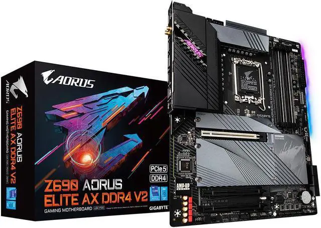 Alt view image 5 of 5 - GIGABYTE Z690 AORUS ELITE AX DDR4 V2 LGA 1700 Intel Z690 ATX Motherboard with DDR4, Quad M.2, PCIe 5.0, USB 3.2 Gen2X2 Type-C, 2.5GbE LAN, International Version -  No Warranty