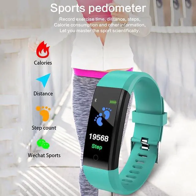 Alt view image 6 of 7 - Fitness Tracker with Heart Rate Monitor, Activity Tracker with Connected GPS, IP67 Waterproof Smart Fitness Band with Step Counter, Calorie Counter, Pedometer for Kids Women and Men Father's day gift