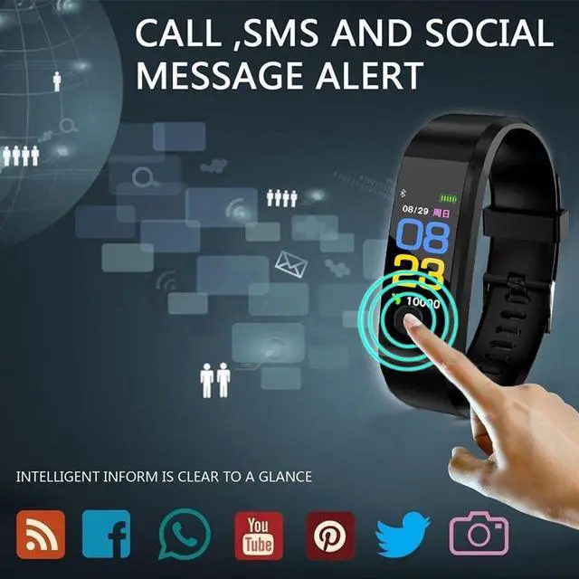 Alt view image 5 of 7 - Fitness Tracker with Heart Rate Monitor, Activity Tracker with Connected GPS, IP67 Waterproof Smart Fitness Band with Step Counter, Calorie Counter, Pedometer for Kids Women and Men Father's day gift