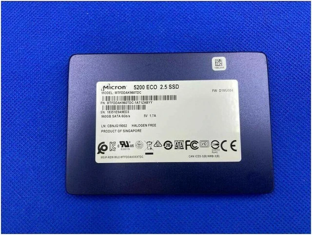 Refurbished: MTFDDAK960TDC Micron 5200 ECO 960GB SATA 6Gbps 2.5 