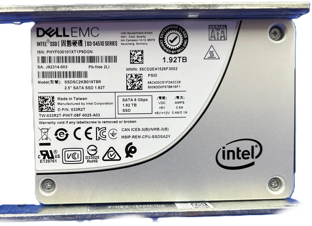 Alt view image 3 of 3 - Dell 33R2T Solid State Drive - 1.92 TB - SATA 6 Gbps - 2.5 Inches - Read-intensive Endurance