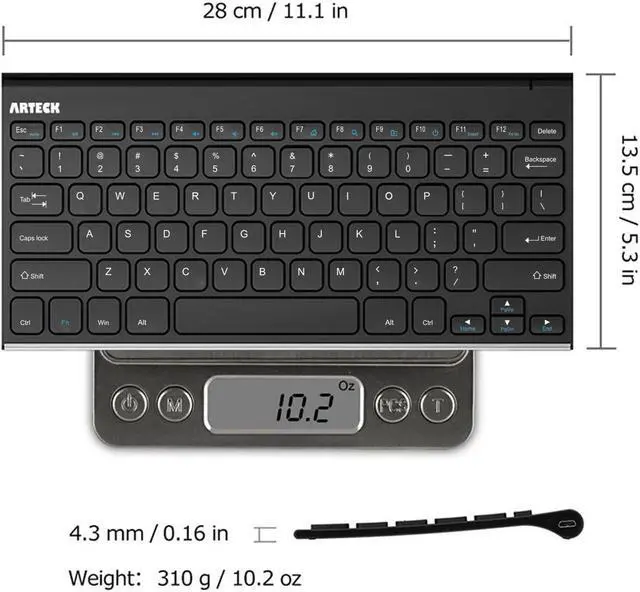 Alt view image 6 of 7 - Arteck 2.4G Wireless Keyboard Stainless Steel Ultra Slim Keyboard for Computer/Desktop/PC/Laptop/Surface/Smart TV and Windows 11/10 / 8/7 / Vista/XP Built in Rechargeable Battery
