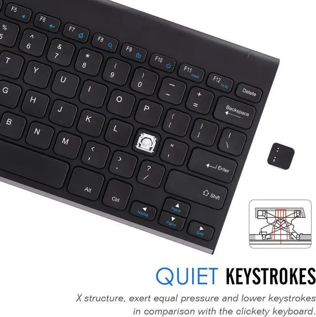 Alt view image 4 of 7 - Arteck 2.4G Wireless Keyboard Stainless Steel Ultra Slim Keyboard for Computer/Desktop/PC/Laptop/Surface/Smart TV and Windows 11/10 / 8/7 / Vista/XP Built in Rechargeable Battery