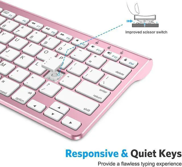 Alt view image 4 of 7 - OMOTON Ultra-Slim Bluetooth Keyboard with Sliding Stand for New iPad 9 2021/8 2020 10.2/ Air 4, iPad Pro, iPad Mini 6/5/4/3/2/1, iPad 4/3/2, Phone 8/8 Plus, Phone X, Rose Gold