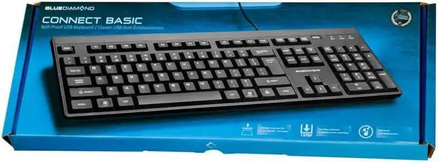 Alt view image 4 of 4 - BlueDiamond GDKB01 Connect Basic, English USB Keyboard - for PC - Spill Proof - Easy Connect and Use - Ergonomic