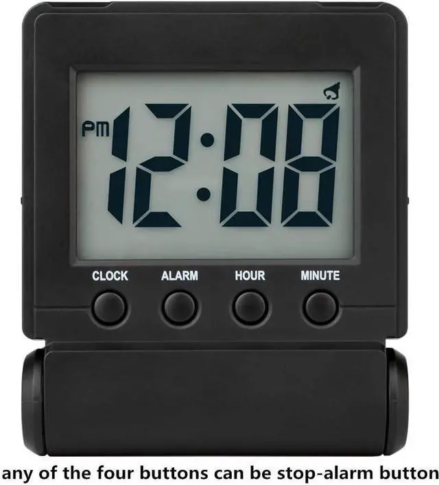 Alt view image 2 of 7 - FAMICOZY Compact Digital Travel Alarm Clock with High/Low Volume Options,Simple to Set,Easy to Read,Bold Digits,Snooze Backlight,Quality Construction,2 AAA Battery Operated,Black