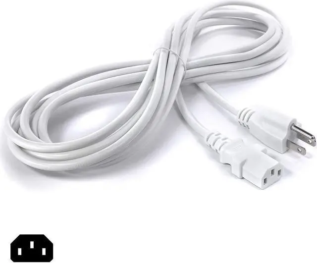 Alt view image 2 of 7 - AC Power Cord (3 Prong) - 25 Feet, White - Premium Quality Copper Wire Core - Computer, Medical, Server & Desktop - NEMA 5-15 to C13 / IEC 320 - UL Listed Power Cable