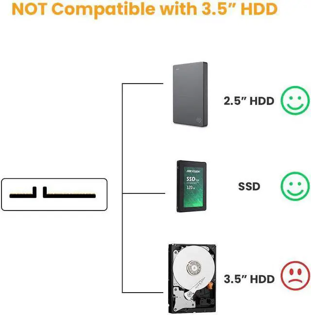 Alt view image 5 of 7 - CableCreation USB 3.0 to SATA Adapter, SATA to USB 3.0 Cable, Compatible 2.5" SATA III HDD Hard Disk Driver, 0.5FT, Black