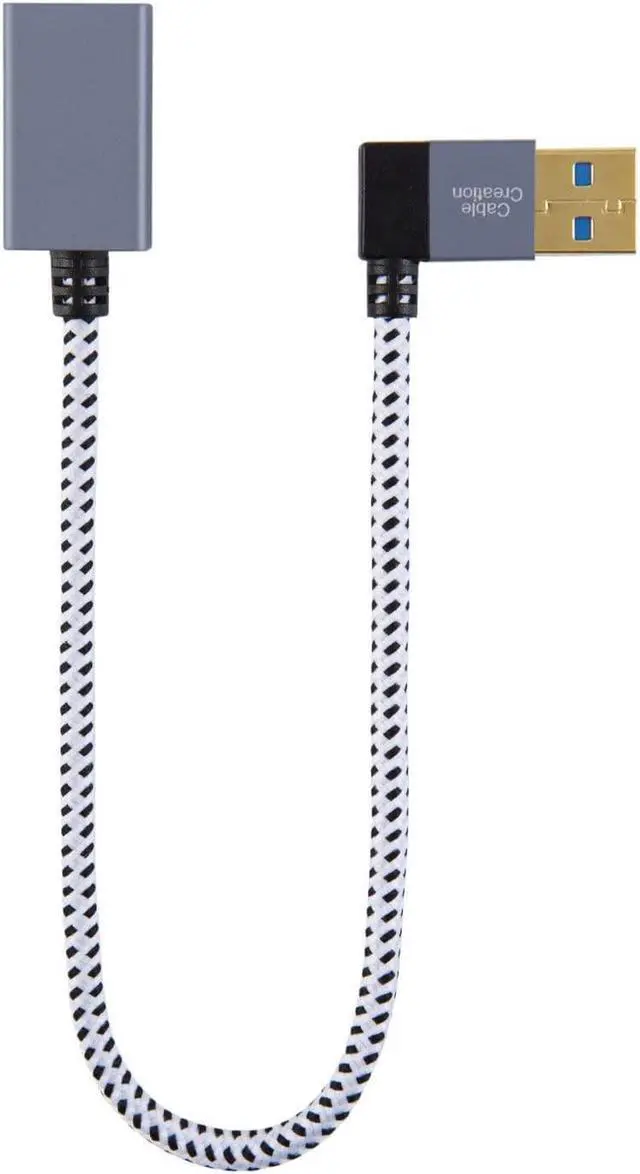 Alt view image 5 of 6 - 1 FT USB 3.0 Extension Cable, CableCreation Left Angle USB 3.0 Male to Female Extender Cord, 90 Degree USB 3.0 Adapter, for Oculus VR, Playstation, Xbox, Keyboard, Space Gray Aluminum