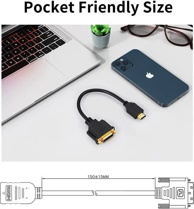 Alt view image 6 of 6 - HDMI to DVI Short Cable 0.5ft CableCreation Bi-Directional DVI-I (24+5) Female to HDMI 4K Male Adapter 1080P DVI to HDMI Conveter Compatible with PC TV TV Box PS5 Blue-ray Xbox Switch