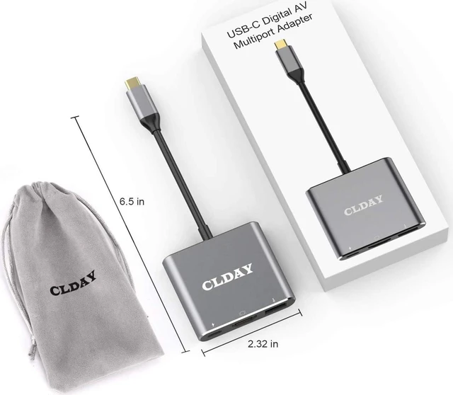 Alt view image 7 of 7 - USB-C to HDMI Adapter, CLDAY 4K Type-C (Thunderbolt 3) Multiport Hub, 3-in-1 with HDMI Port USB 3.0 Port and USB-C Fast Charging Port, Compatible with MacBook/Google Pixelbook/Galaxy S10/S20/S30/HP/LG